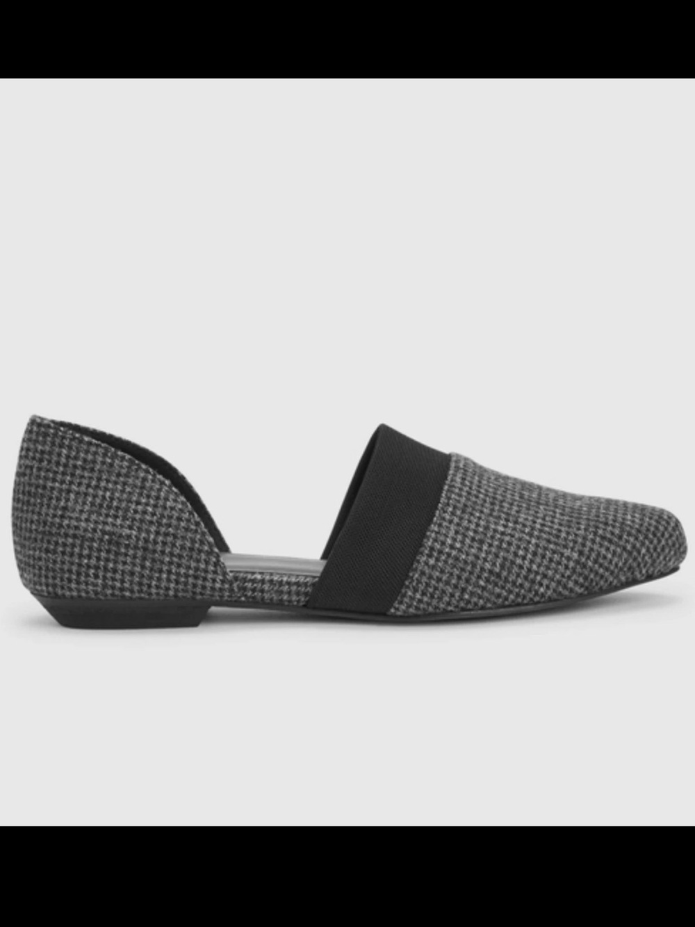 Eileen Fisher Gray black Houndstooth D'Orsay Pointed Flats 7.5